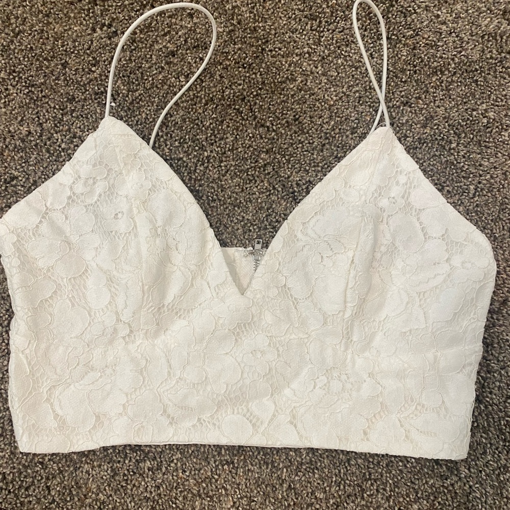 White lace crop top